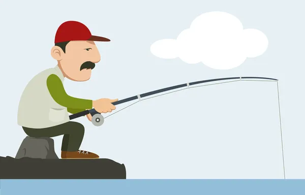 Un pescador sosteniendo una caña de pescar Ilustraciones de stock libres de derechos