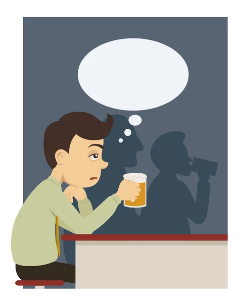 A man with beer at pub — Stock Vector