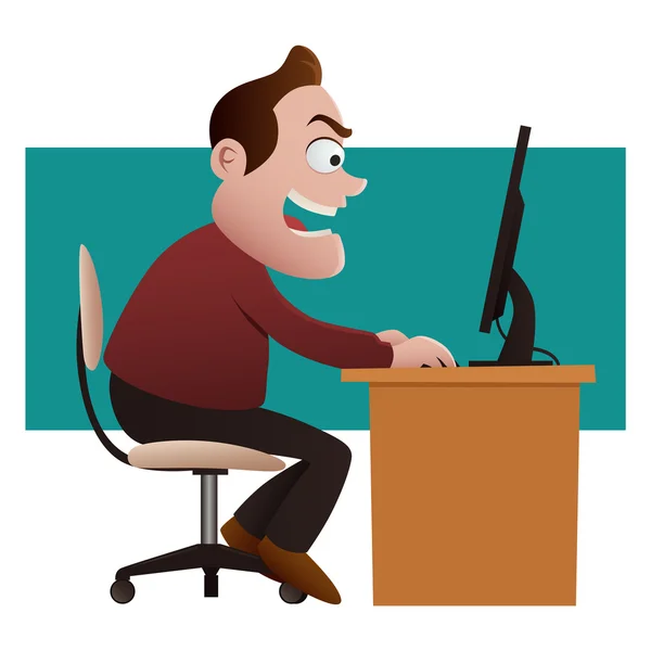 Shocked businessman looking at computer — Stock Vector