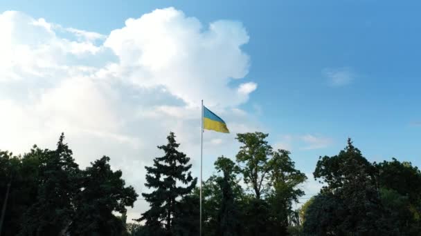 Ukrayna Skadovsk Şehrinin Üzerinde Ukrayna Bayrağı Ukrayna Nın Bağımsız Avrupa — Stok video
