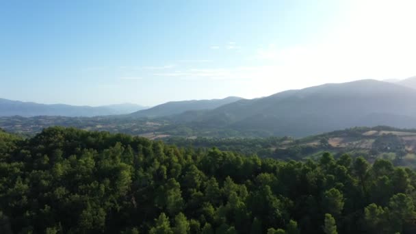 Paesaggio Panoramico Aereo Pittoresche Montagne Boschi Natura Scenica Italia Europa — Video Stock