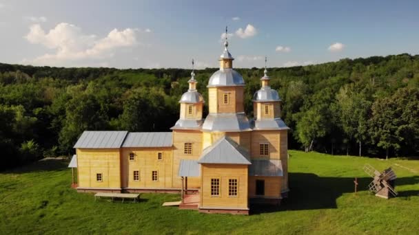 Wooden Christian Church Village Outskirts Architecture — Video