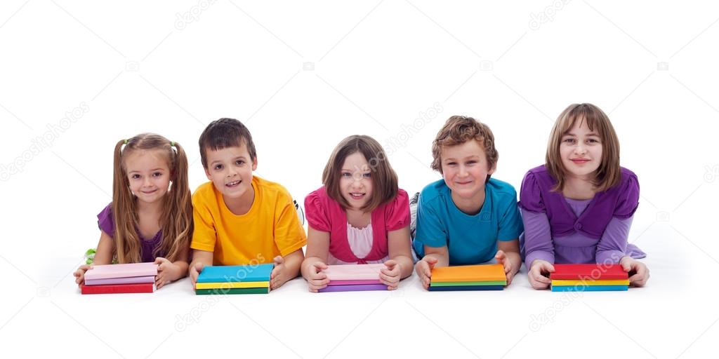 School kids with colorful books