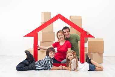 Family in a new home concept clipart