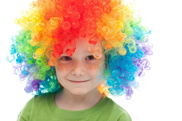 Cute boy with freckles and clown hair — Stock Photo, Image