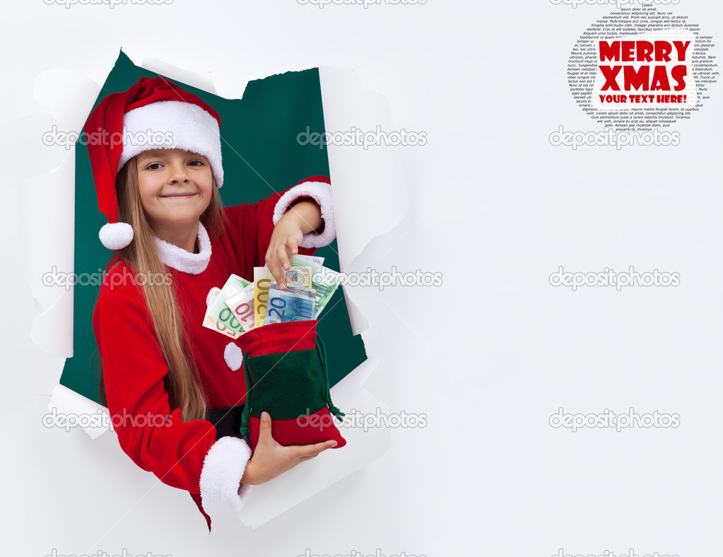 Santa's helper bringing you money for the holidays