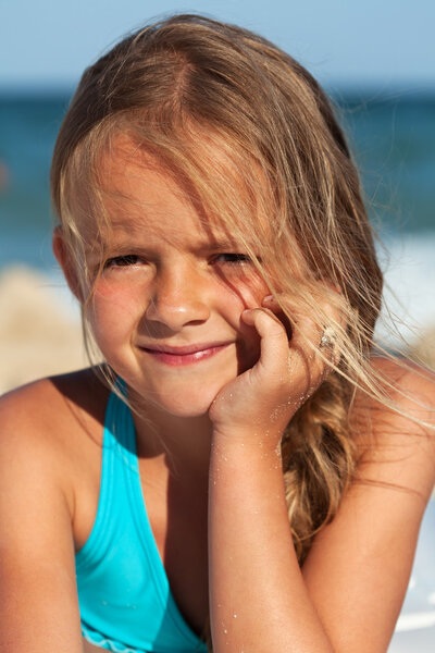 Beach portrait of a little girl