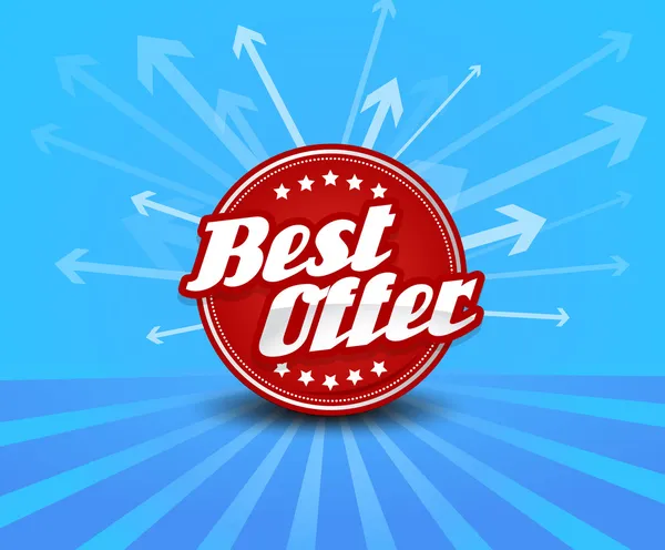 Best offer label with arrows on the background. — Stock Vector