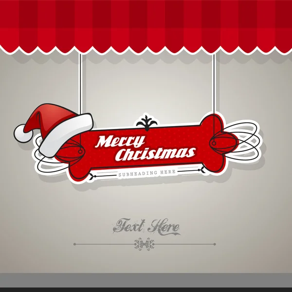 Tarjeta de Navidad con sombrero rojo . — Vector de stock