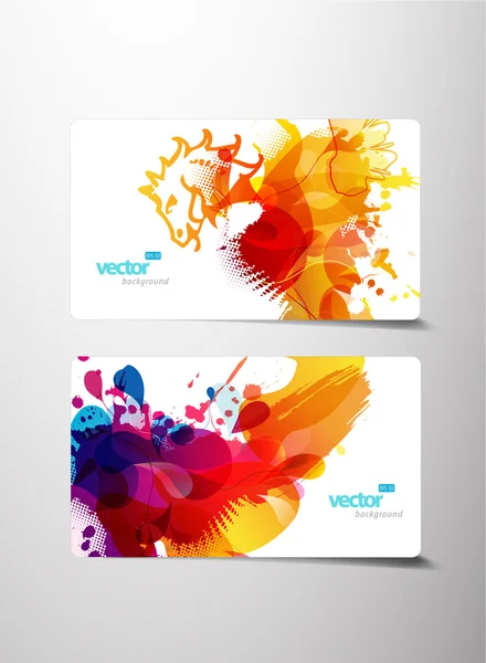 Set van abstracte kleurrijke splash gift cards. — Stockvector