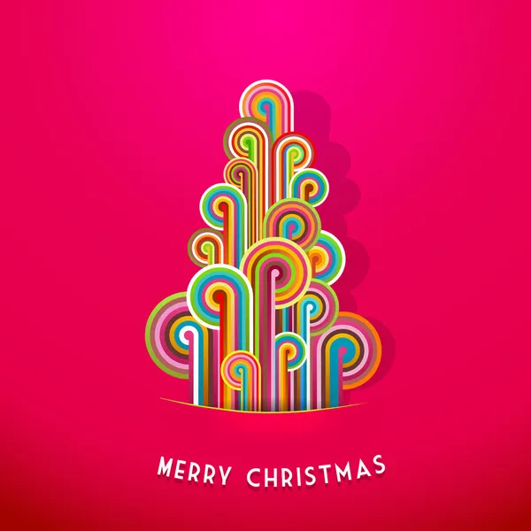 Christmas tree made from curled colorful lines. — Stock Vector