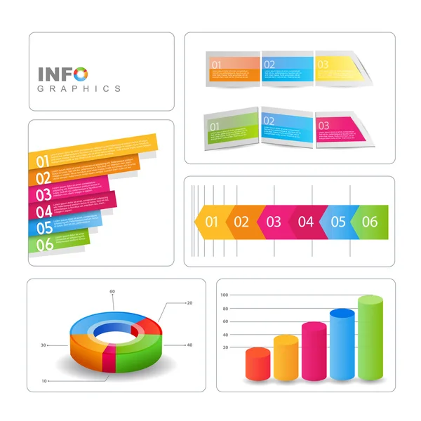 Elementy graficzne informacji na czarnym tle. — Wektor stockowy