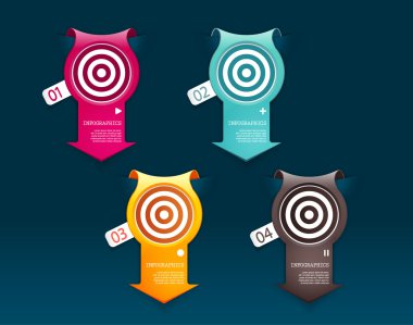 dört renkli kağıt ok ile senin kendi metin için yer.