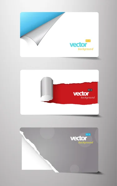 Set of gift cards with rolled corners. — Stock Vector