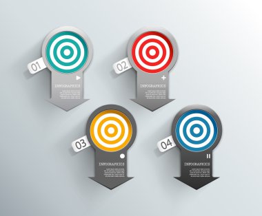 çeşitli kullanım için renkli ok etiket kümesi.