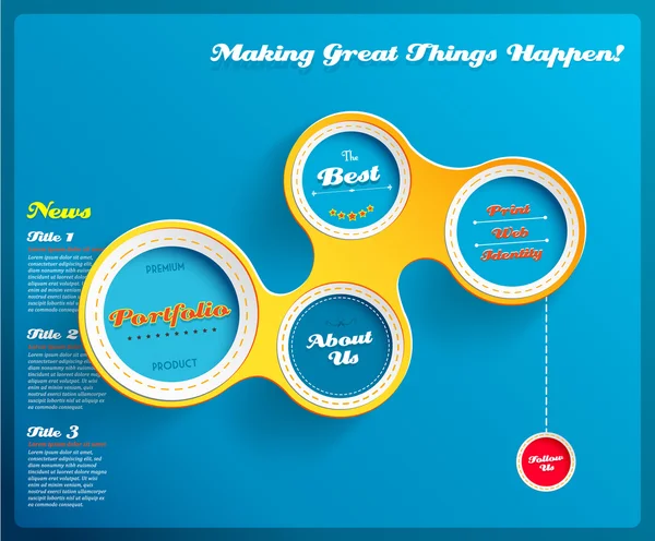 Web design template with hexagons on blue background. Vector Ill — Wektor stockowy