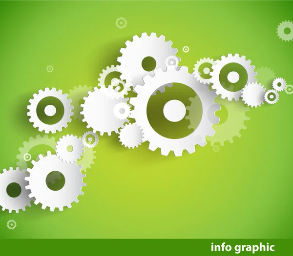 Set of cogwheels on green background and place for your text. — Stock Vector