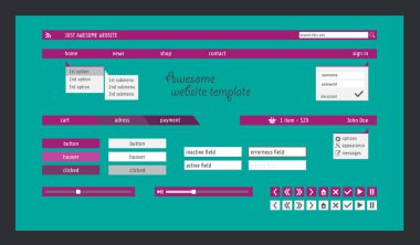 yeşil zemin üzerine mor Web sitesi şablonu.