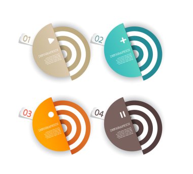 dört renkli kağıt daire ile senin kendi metin için yer.