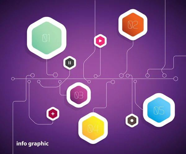 Gabarit design plat avec bulles de forme hexagonale . — Image vectorielle