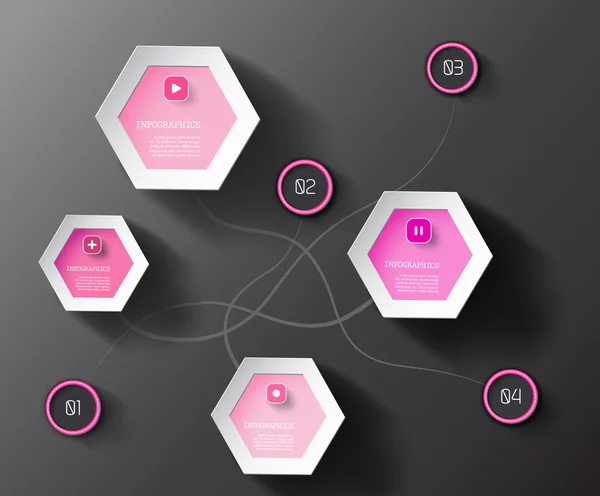 Info círculos gráficos y hexágonos con lugar para su texto . — Vector de stock