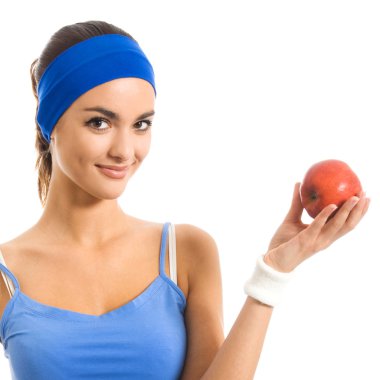 beyaz üzerine apple'nın genç kızla
