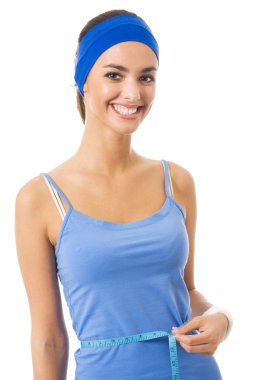 genç kadın fitness aşınmaya bel ölçüm