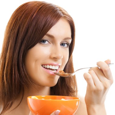 neşeli kadın muslin, beyaz yemek