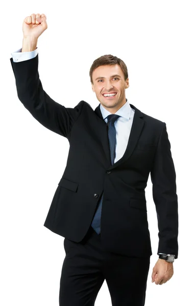 Happy gesturing businessman , isolated — Stock Photo, Image