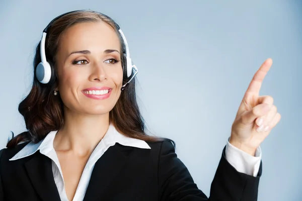 Unterstützung Telefonanbieter zeigt, über blau — Stockfoto