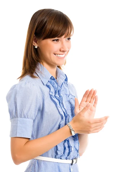 Cheerful clapping businesswoman — Stock Photo, Image