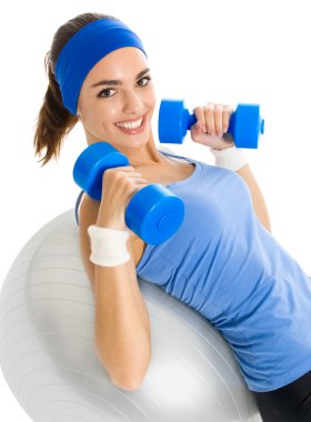 fitness ball, izole kadın