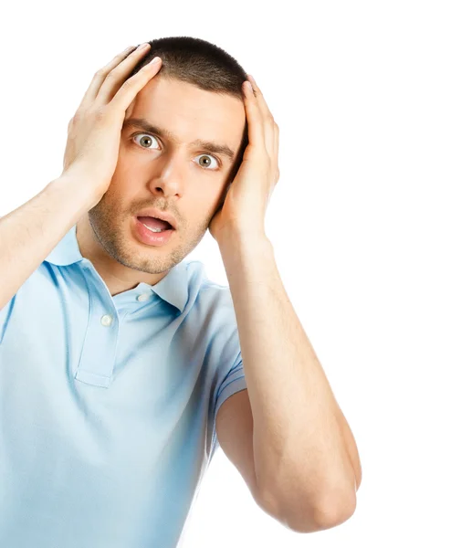 Shocked man, isolated over white — Stock Photo, Image