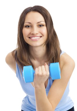 genç kadın izole dumbbell ile egzersiz