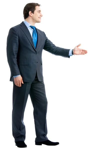 Homem de negócios dando a mão para aperto de mão, isolado — Fotografia de Stock