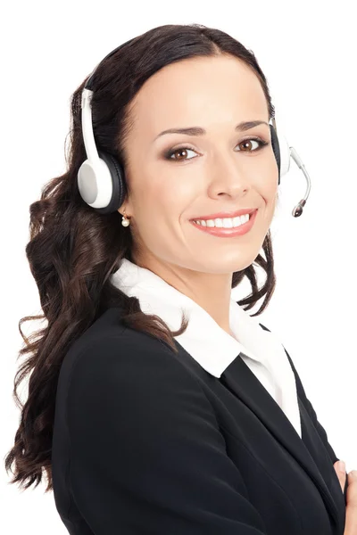 Ondersteuning telefoon operator in headset, geïsoleerde — Stockfoto