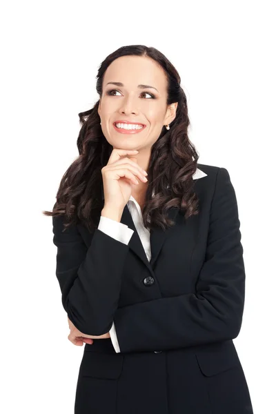 Thinking businesswoman, over white — Stock Photo, Image