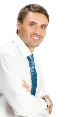 genç işadamı gülümsüyor, izole