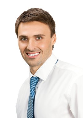 genç işadamı gülümsüyor, izole