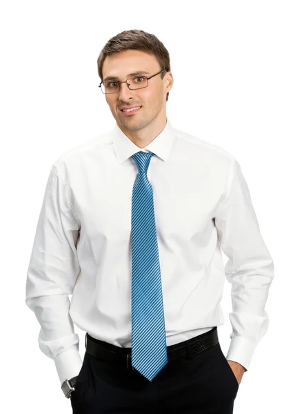 Smiling young businessman, isolated — Stock Photo, Image