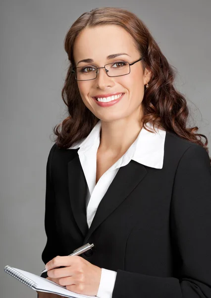 Zakenvrouw met Kladblok of organisator — Stockfoto