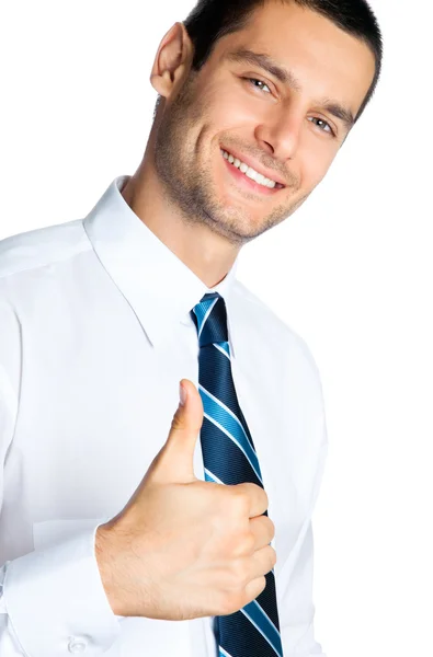 Businessman with thumbs up, isolated — Stock Photo, Image