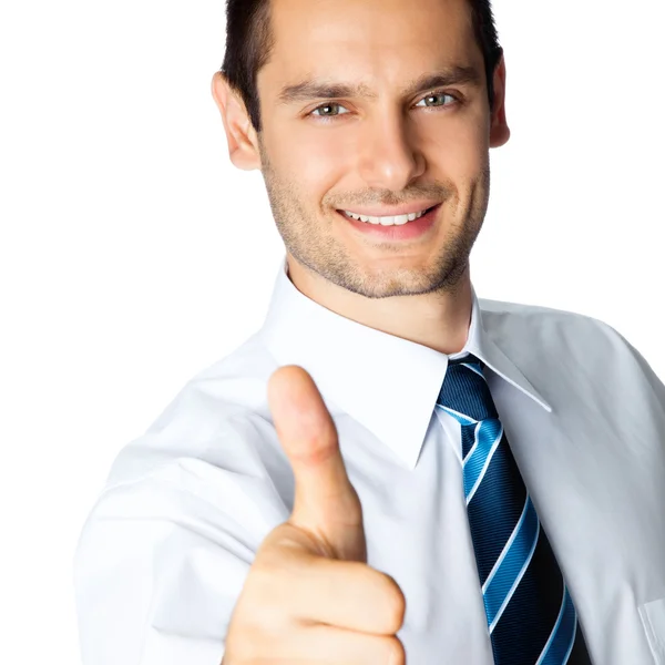 Businessman with thumbs up, isolated — Stock Photo, Image