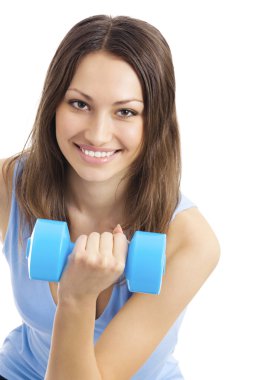 genç kadın izole dumbbell ile egzersiz