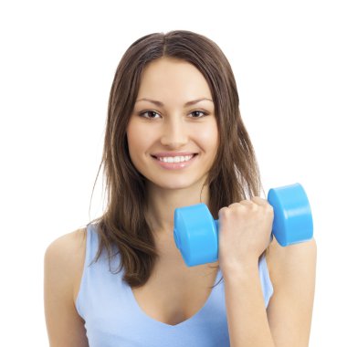 genç kadın izole dumbbell ile egzersiz