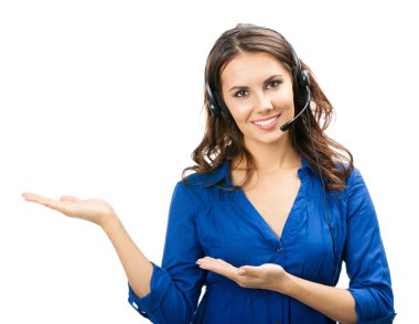 Support phone operator showing, on white clipart