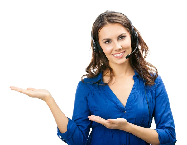 Support phone operator showing, on white — Stock Photo, Image