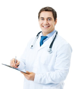 mutlu gülümseyen doktor izole Pano yazma