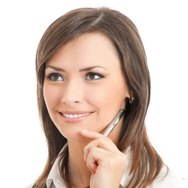 Portrait of thinking businesswoman, isolated — Stock Photo, Image