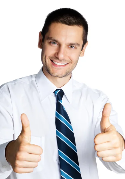 Businessman with thumbs up, isolated — Stock Photo, Image